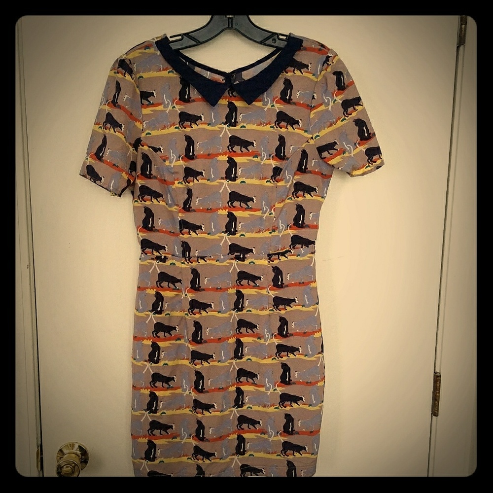 Vintage collared cat lady dress